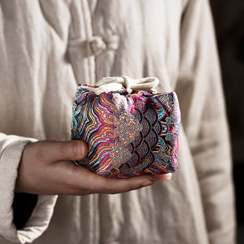 Памучна ленена чанта за съхранение Чаша за чай Чайник Опаковка за буркани Ръчно изработени дворцови чанти Поставка за торбичка за чай Китайски кунг-фу комплект за чай Аксесоари