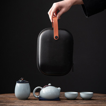 Преносима пещ Ru Kiln Висококачествен китайски кунг-фу комплект за чай Керамичен чайник Филтърна топка Дупка Офис екскурзии на открито Чайни съдове Dropshipping