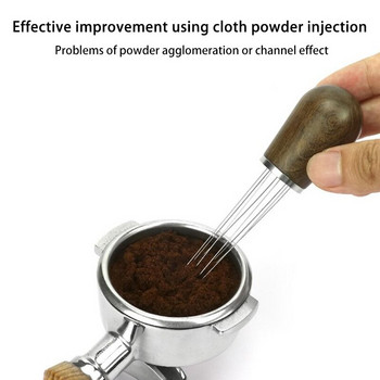 Неръждаема стомана 8 игли Бъркалка за еспресо кафе Кафе на прах Тампер Разпределител Инструмент за изравняване за разпределение на еспресо