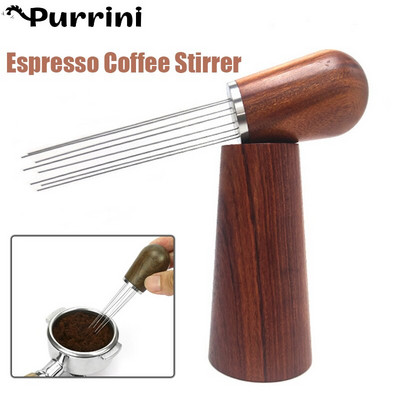 Nerūsējošā tērauda 8 adatu espresso kafijas maisītājs kafijas pulvera sadalītāja izlīdzināšanas rīks espresso izplatīšanai