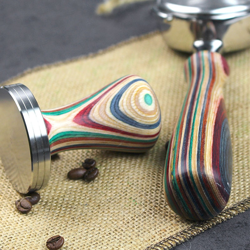 51/54/57/57,5/58mm Choi fa nyelű kávé szabotázs kávépor lapos alap Cafe Barista Eszközök Eszpresszó Kiegészítők