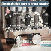 Espresso Tamper rozsdamentes acél kávépor préskalapács rugós, lapos bázisú eszpresszóbab présszerszám otthoni irodához ( 5