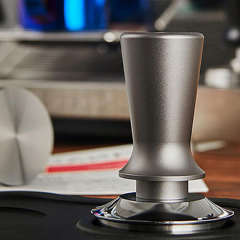Espresso Tamper rozsdamentes acél kávépor préskalapács rugós, lapos bázisú eszpresszóbab présszerszám otthoni irodához ( 5