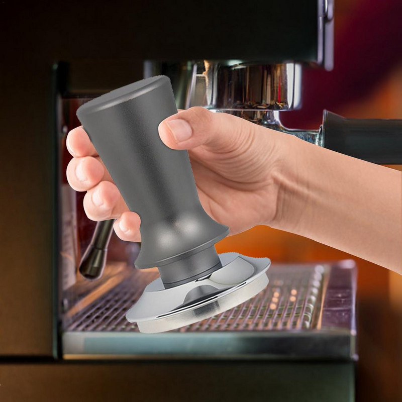 Espresso Tamper rozsdamentes acél kávépor préskalapács rugós, lapos bázisú eszpresszóbab présszerszám otthoni irodához ( 5