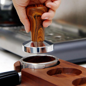 51/58 mm Coffee Tamper Coffee Tamper Λαστιχένια λαβή Wood Grain Press Powder Hammer Cloth Powder Coffeeware Coffeeware Accessories
