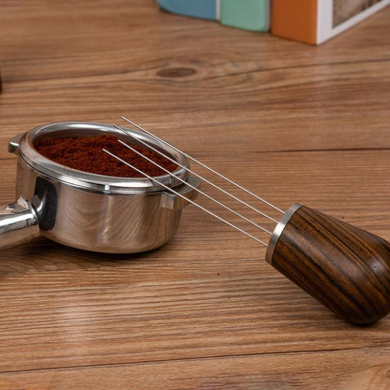 Medinės rankenos adata Kavos tamper espreso kavos maišyklė nerūdijančio plieno kavos tamper skirstytuvas espreso paskirstymas