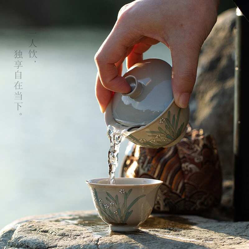 Japán stílusú kerámia hordozható kung fu teáskészlet Retro növényi hamu kerámia utazó szett Mini Fast Customer Cup 1 fazék 1 csésze