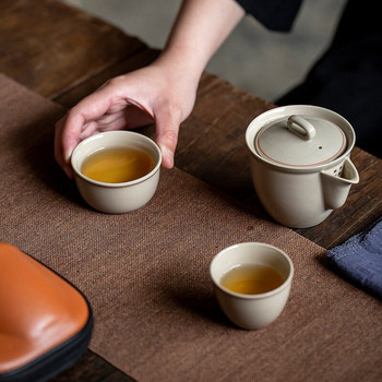Κεραμικό γλάσο φυτικής στάχτης Gaiwan Teapot Teapots Fair Mug Tea Tea Bag Τσάντα ταξιδιού κινέζικο σετ τσαγιού Kung Fu White Teaset Ταξιδίου Ποτά
