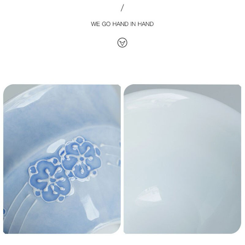 Kézzel festett Sakura Flower Art üveg teafőző, hordozható 1 edény, 2 csésze Boutique Blue Mist Glaze kerámia utazási teáskészlet Tiszta ajándékok