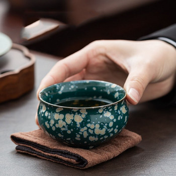 5 τμχ/Σετ Vintage Kiln Fambe Κεραμικό φλιτζάνι τσαγιού Ιαπωνικού στυλ Χειροποίητο φλιτζάνι τσαγιού Temmoku Glaze TeaSet Home Tea Bowl Master Cup Κουτί δώρου