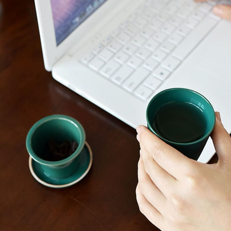 90 ml Creative bambuko rašto keramikinis kavos puodelis su dangteliu Rankų darbo puodeliai kavos arbatai Pienas Avižiniai dribsniai nešiojamas arbatos rinkinys su maišeliais