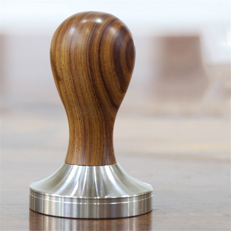 Új rozsdamentes acél 57,5 mm-es 58 mm-es fa nyelű kávés szabotázs Barista eszpresszó szabotázs kávébab