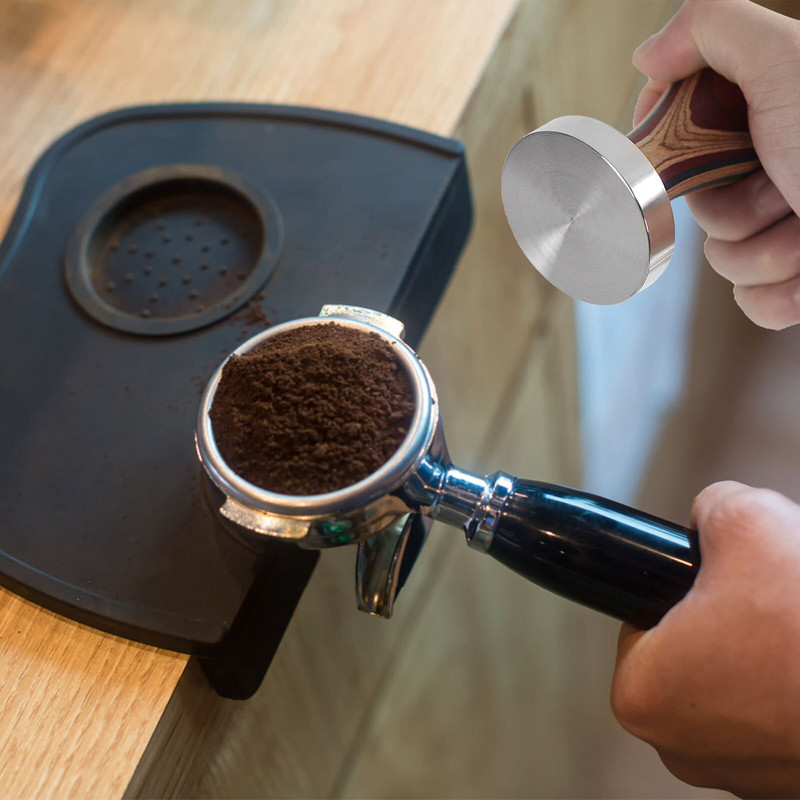 Kávé szabotázs rozsdamentes acél espresso nyomás szabotázsgép fa fogantyúval 51mm 53mm 58mm háztartási kiegészítők