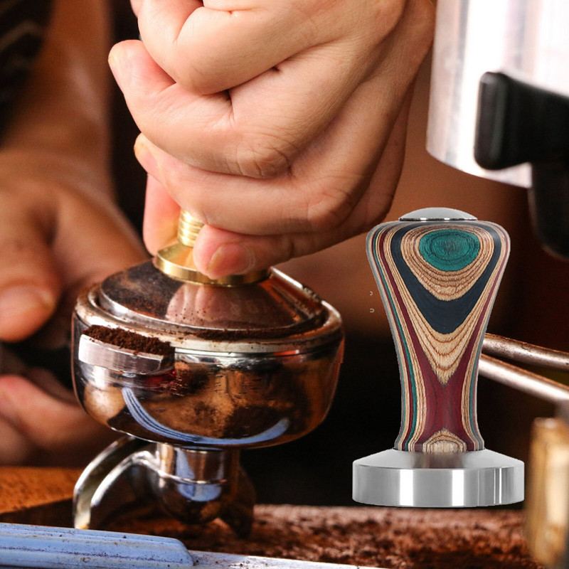 Kávé szabotázs rozsdamentes acél espresso nyomás szabotázsgép fa fogantyúval 51mm 53mm 58mm háztartási kiegészítők