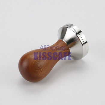41/49/51/53/57,5/58/58,35mm Cuibourtia Wooden Tamper Coffee Hammer with 304 Coffee Base από ανοξείδωτο χάλυβα