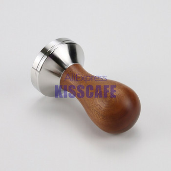 41/49/51/53/57,5/58/58,35mm Cuibourtia Wooden Tamper Coffee Hammer with 304 Coffee Base από ανοξείδωτο χάλυβα