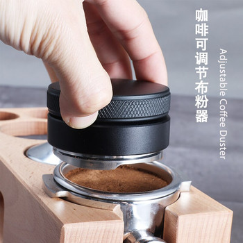 Coffee Tamper Stainless Steel Flat Coffee Distributor Powder Press Hammer Wooden Handle Coffee Accessories 53/58mm