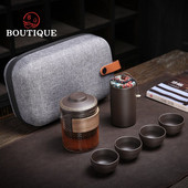 Violetinis molinis Kung Fu Teaset Kiniškas porcelianinis arbatinukas Yixing Zisha 4 puodeliai Kung Fu Travel stiklinis arbatos puodelis rankų darbo arbatos puodelis 300 ml