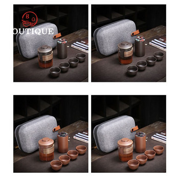 Τσαγιού Μωβ Πήλινο Κουνγκ Φου Κινέζικη πορσελάνη Yixing Zisha Τσαγιού 4 φλιτζάνια Kung Fu Travel Glass Tea Cup Handmade Tea Pot 300ml