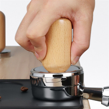 58mm Coffee Tamper Flat Base Wood Handle 304Stainless Steel Coffee Powder Hammer Εργαλεία καφέ Espresso Barista Coffee Accessories