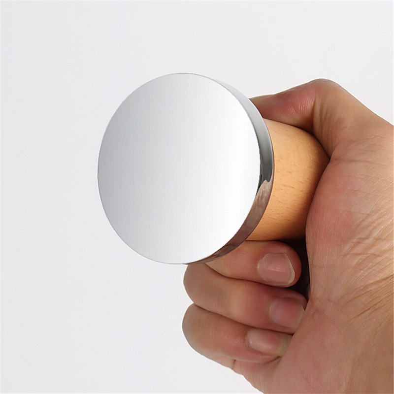 58 mm-es kávészabotázs lapos fa fogantyú 304 rozsdamentes acél kávéporkalapács eszpresszó kávézó eszközök Barista kávétartozékok