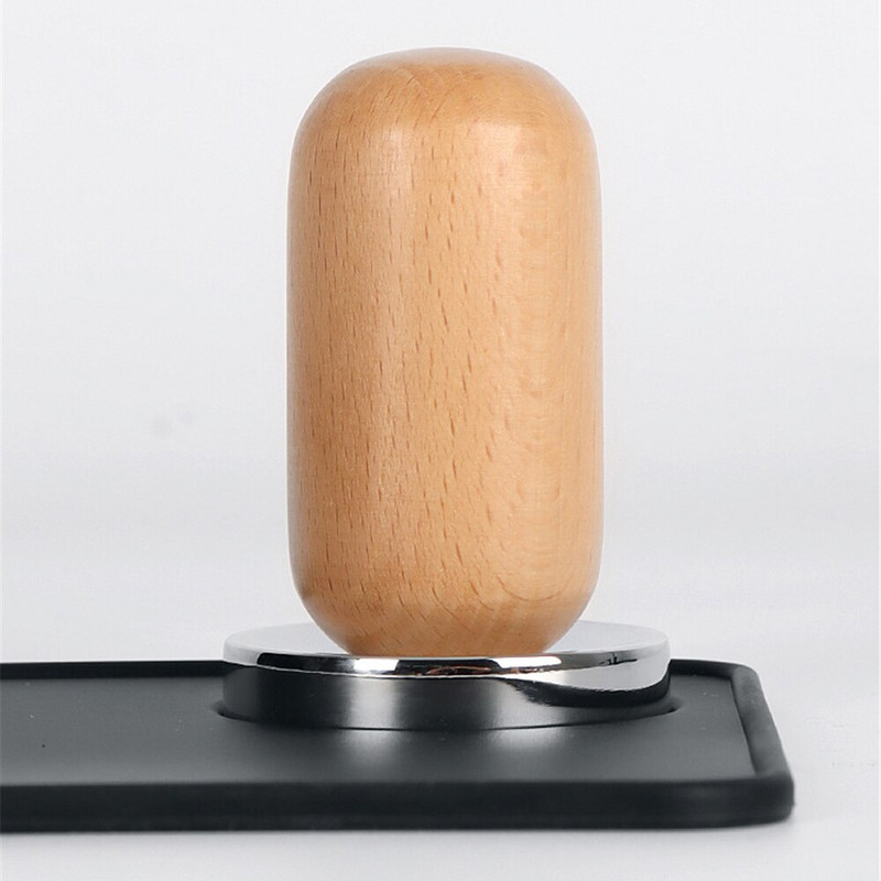 58 mm-es kávészabotázs lapos fa fogantyú 304 rozsdamentes acél kávéporkalapács eszpresszó kávézó eszközök Barista kávétartozékok