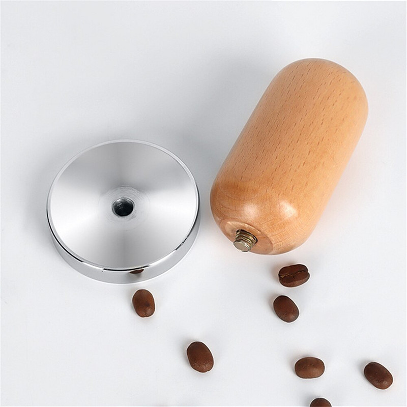 58 mm-es kávészabotázs lapos fa fogantyú 304 rozsdamentes acél kávéporkalapács eszpresszó kávézó eszközök Barista kávétartozékok