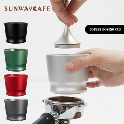 Фуния Portafilter Coffee Tamper Алуминиев интелигентен дозиращ пръстен 51/53/58 мм Купа за варене Кафе на прах за еспресо бариста