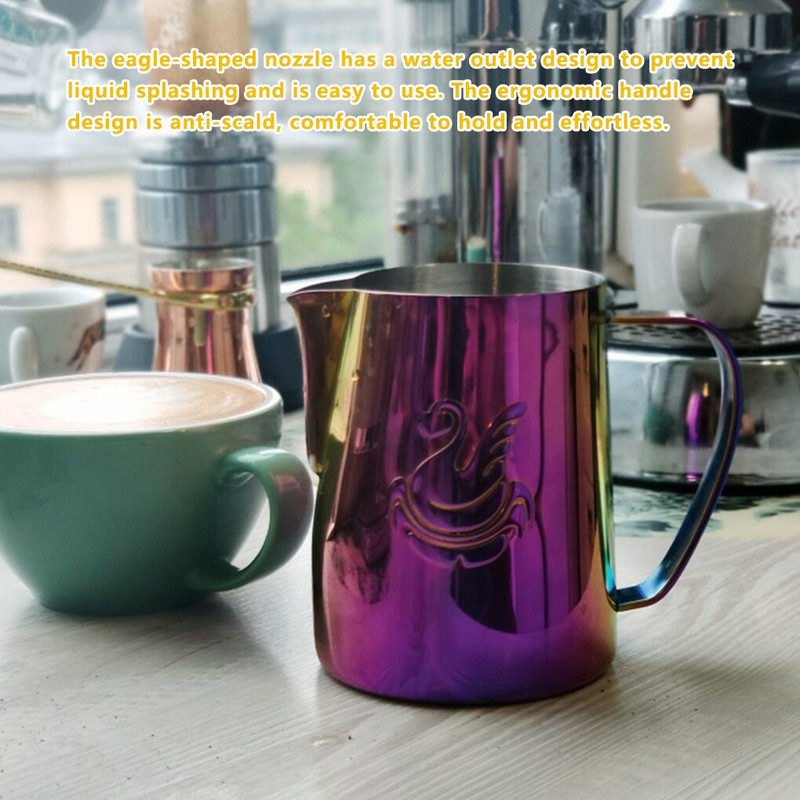 400 ml / 600 ml kavos putojimo ąsočio puodelis putos ąsotis Kavos Latte Art aksesuaras 304 Nerūdijančio plieno kavos Latte formos ąsotis