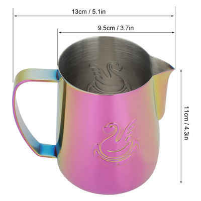 Nerūdijančio plieno kavos ąsotis Latte Art puodelio putojimo ąsotis rožinė stora 400 ml / 600 ml pieno ąsočio grietinėlės putos ąsočio baro priedas