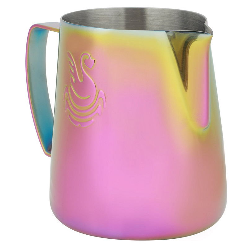 Nerūdijančio plieno kavos ąsotis Latte Art puodelio putojimo ąsotis rožinė stora 400 ml / 600 ml pieno ąsočio grietinėlės putos ąsočio baro priedas