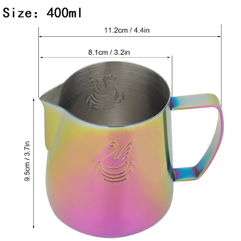 Nerūdijančio plieno kavos ąsotis Latte Art puodelio putojimo ąsotis rožinė stora 400 ml / 600 ml pieno ąsočio grietinėlės putos ąsočio baro priedas