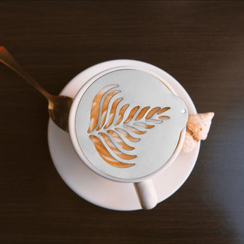 5 бр. Шаблони за кафе от неръждаема стомана, Latte Art Coffee Garland Форма за персонализиран шаблон за декориране на торта с кафе