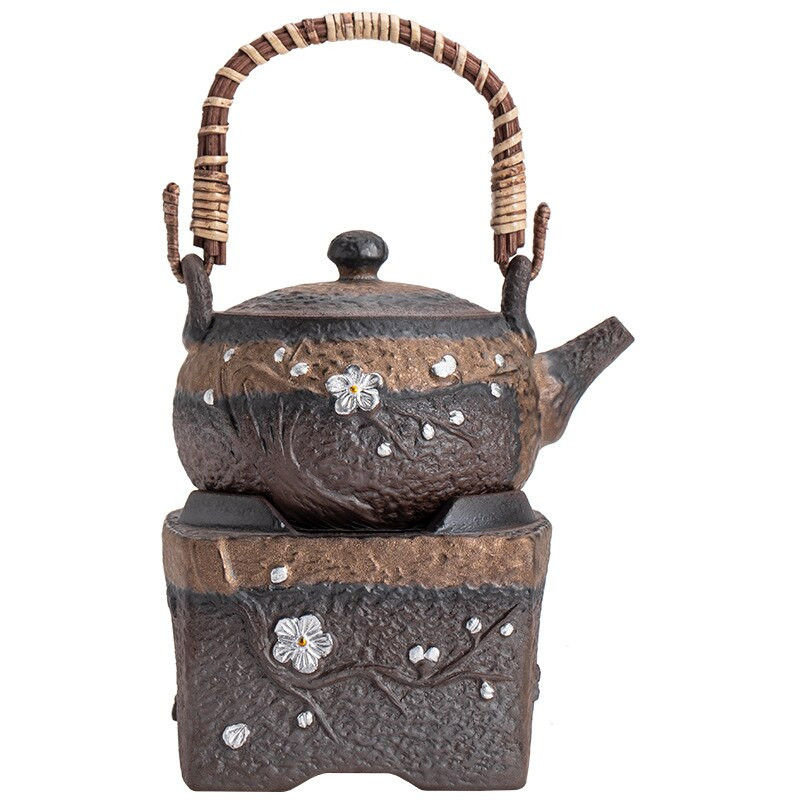 Senovinė arbatos ugnies krosnelė Sidabrinė gėlių dekoracija Kūrybinės viryklės Arbatos ceremonijos priedai Šiltesnis keraminis žvakių šildytuvas Naktinės šviesos menas