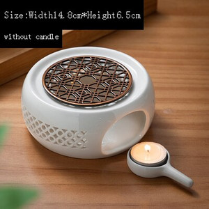 Tējas plīts Balta keramikas porcelāna siltas tējas plītis Vara paliktnis Tējkannas pamatne Tējas trauki Aksesuāri Sveču sildītājs Svečtura dekors