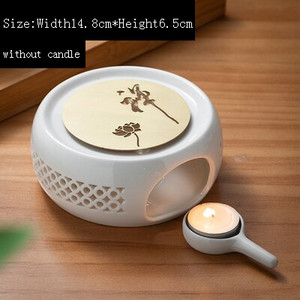 Tējas plīts Balta keramikas porcelāna siltas tējas plītis Vara paliktnis Tējkannas pamatne Tējas trauki Aksesuāri Sveču sildītājs Svečtura dekors