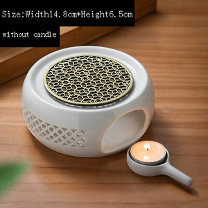 Tējas plīts Balta keramikas porcelāna siltas tējas plītis Vara paliktnis Tējkannas pamatne Tējas trauki Aksesuāri Sveču sildītājs Svečtura dekors