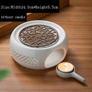 Tējas plīts Balta keramikas porcelāna siltas tējas plītis Vara paliktnis Tējkannas pamatne Tējas trauki Aksesuāri Sveču sildītājs Svečtura dekors