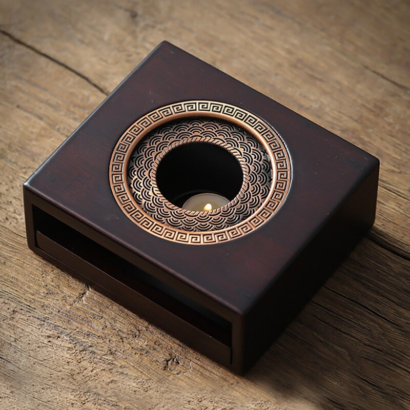 Креативна китайска ретро бамбукова топла чайна печка Свещ Нагревателна основа Кунг-фу Чаен комплект Чайник Чай Топъл Кафе Чай Топъл свещник