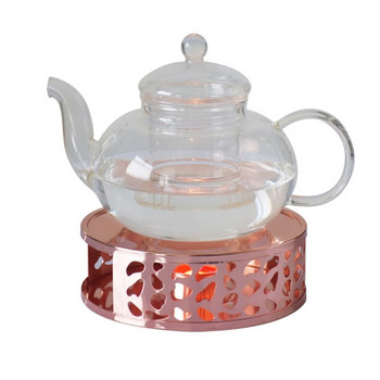Нагревател за чай Материал от неръждаема стомана Куха рамка Нагревател за чай Устойчив на топлина Сладък подарък Топлоустойчива кръгла поставка за чайник