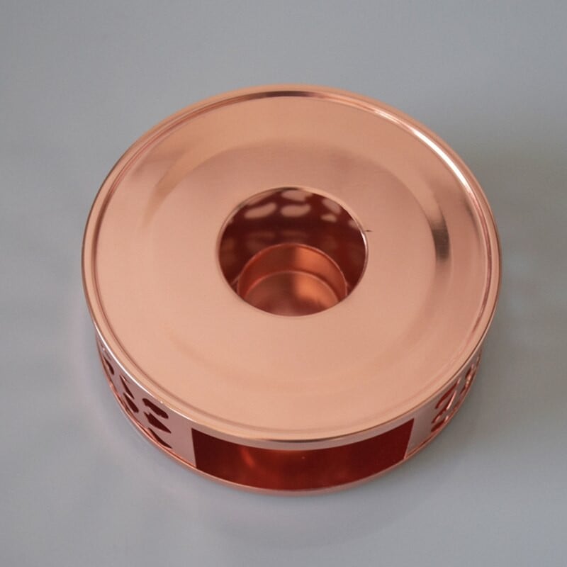 Нагревател за чай Материал от неръждаема стомана Куха рамка Нагревател за чай Устойчив на топлина Сладък подарък Топлоустойчива кръгла поставка за чайник