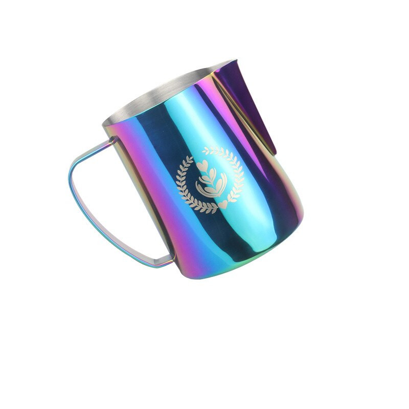 Kávéfüzér csésze 304 rozsdamentes acél, galvanizált hegyes szájú Ltalian Milk Garland Cup tejhabos csésze