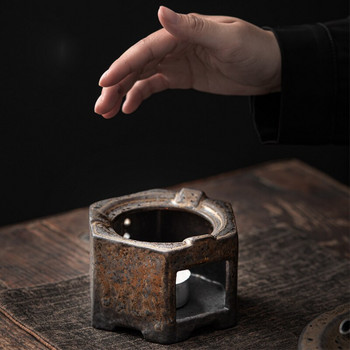 Gilt Craft Warm Tea Stove Set Отоплителна печка за свещи Керамична основа за свещ Японски комплект за чай Kung Fu Чаена церемония Чай Огнени печки