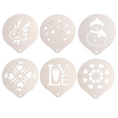 Изкуство на шаблон за кафе за торта Капучино Шаблон Стоманени шаблони Шаблони за декориране от неръждаема стомана Какаово лате Мляко Модел за печат