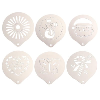 Изкуство на шаблон за кафе за торта Капучино Шаблон Стоманени шаблони Шаблони за декориране от неръждаема стомана Какаово лате Мляко Модел за печат