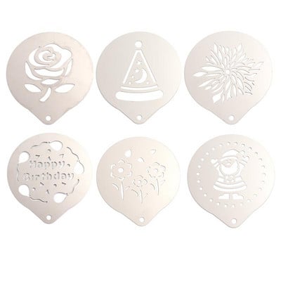 Изкуство на шаблон за кафе за торта Капучино Шаблон Стоманени шаблони Шаблони за декориране от неръждаема стомана Какаово лате Мляко Модел за печат