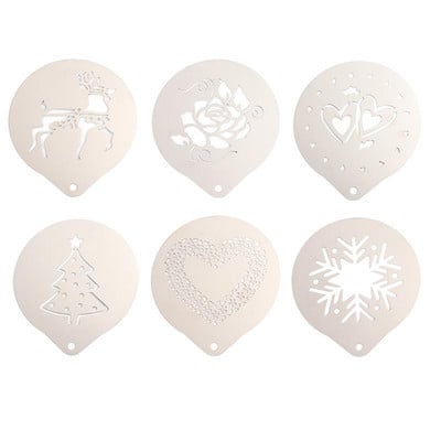 Изкуство на шаблон за кафе за торта Капучино Шаблон Стоманени шаблони Шаблони за декориране от неръждаема стомана Какаово лате Мляко Модел за печат