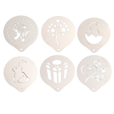 Изкуство на шаблон за кафе за торта Капучино Шаблон Стоманени шаблони Шаблони за декориране от неръждаема стомана Какаово лате Мляко Модел за печат