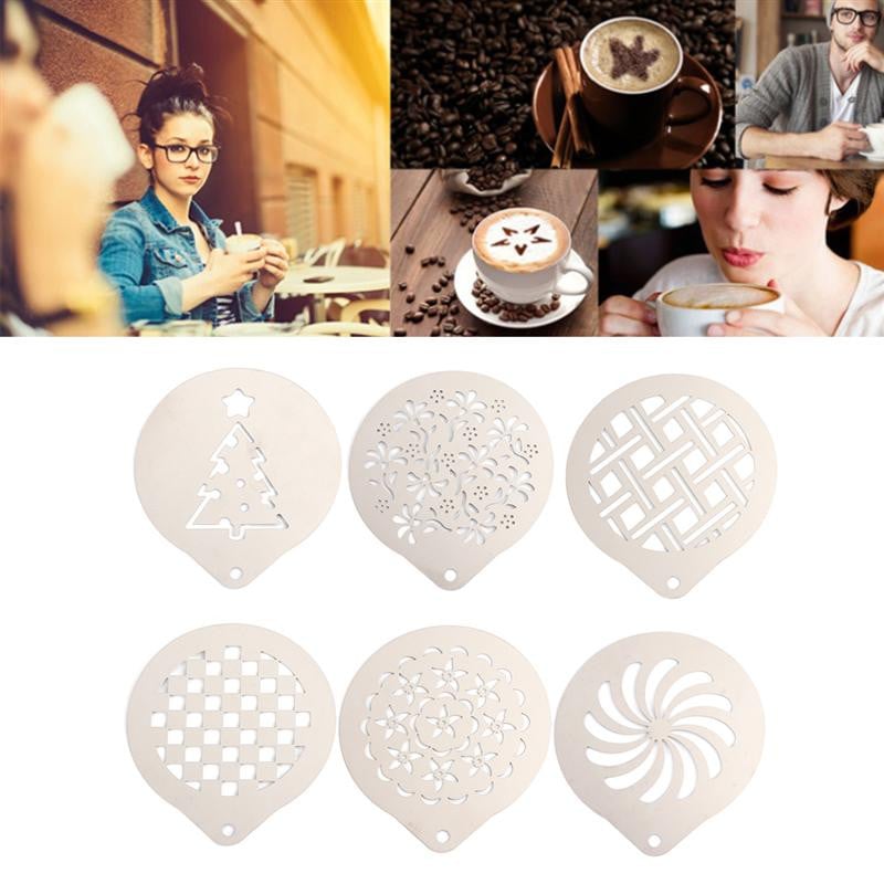 Изкуство на шаблон за кафе за торта Капучино Шаблон Стоманени шаблони Шаблони за декориране от неръждаема стомана Какаово лате Мляко Модел за печат