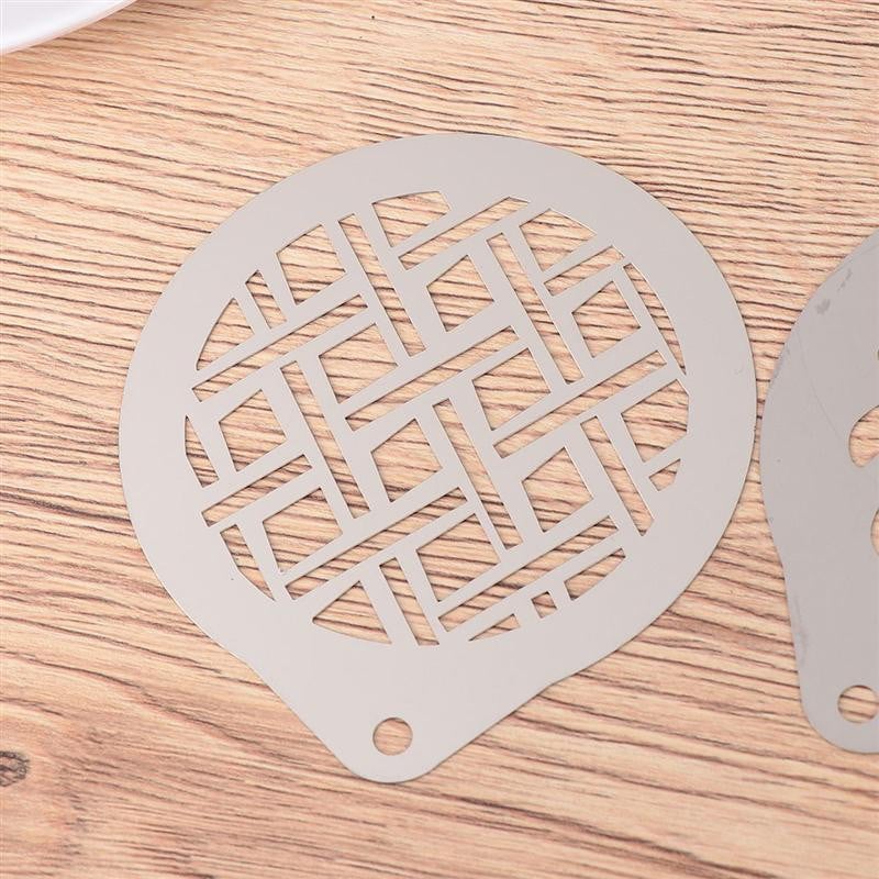 Изкуство на шаблон за кафе за торта Капучино Шаблон Стоманени шаблони Шаблони за декориране от неръждаема стомана Какаово лате Мляко Модел за печат